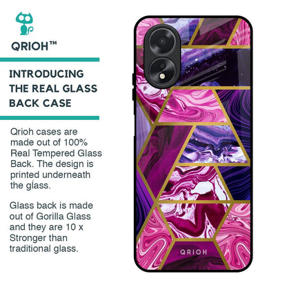 Electroplated Geometric Marble Glass Case for Oppo A38