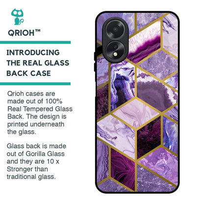Purple Rhombus Marble Glass Case for Oppo A38