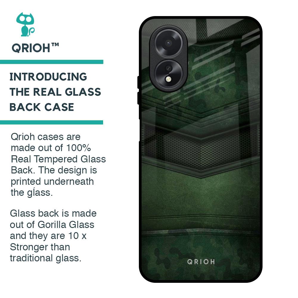 Green Leather Glass Case for Oppo A38
