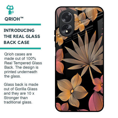 Lines Pattern Flowers Glass Case for Oppo A38
