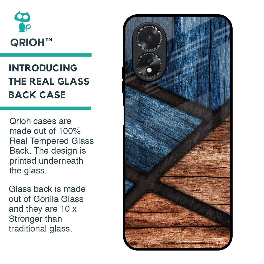 Wooden Tiles Glass Case for Oppo A38