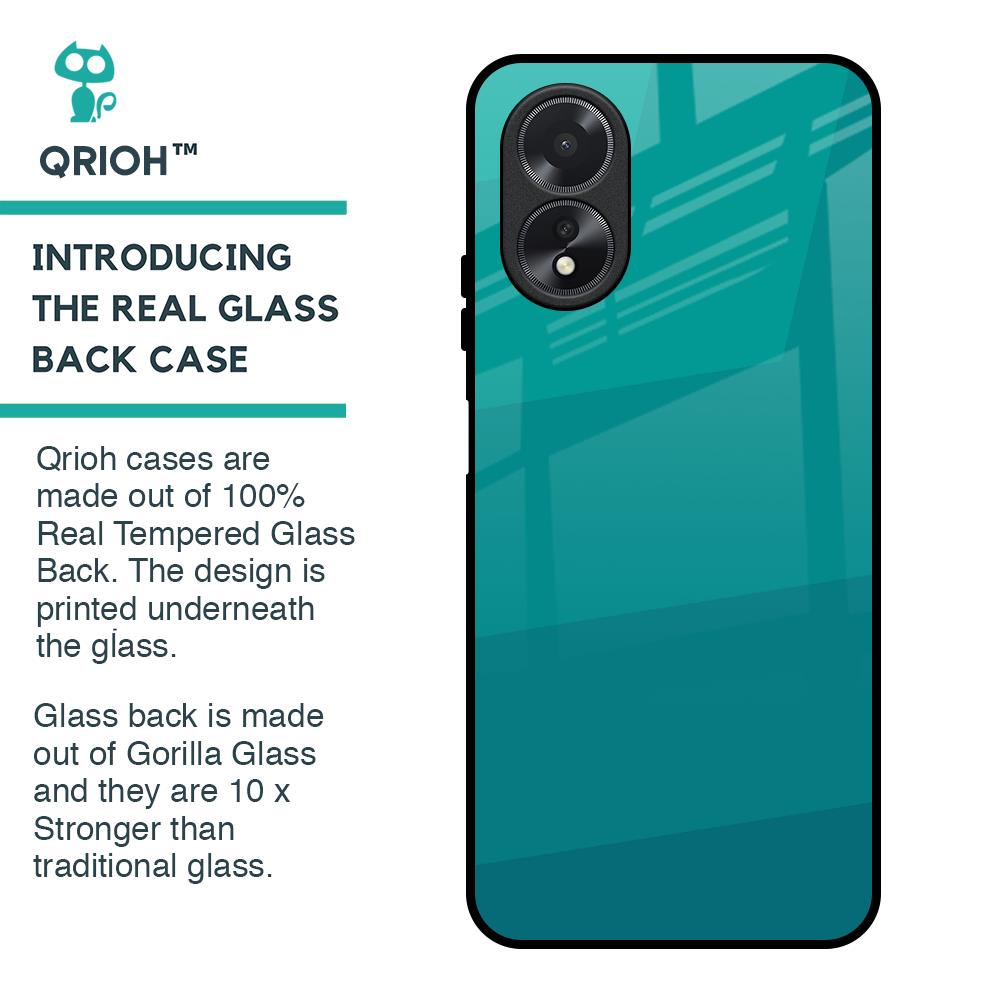 Green Triangle Pattern Glass Case for Oppo A38