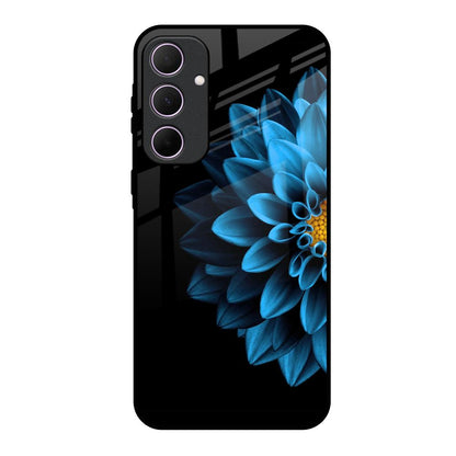 Half Blue Flower Samsung Galaxy A35 5G Glass Back Cover Online