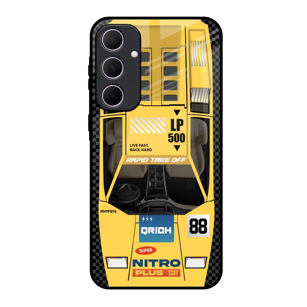 Yellow Racing Car Samsung Galaxy A35 5G Glass Back Cover Online
