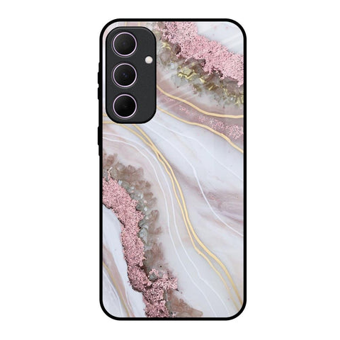 Pink & Gold Gllitter Marble Samsung Galaxy A35 5G Glass Back Cover Online