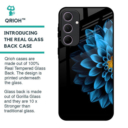 Half Blue Flower Glass Case for Samsung Galaxy A35 5G