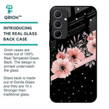 Floral Black Band Glass Case For Samsung Galaxy A35 5G