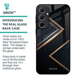 Sleek Golden & Navy Glass Case for Samsung Galaxy A35 5G
