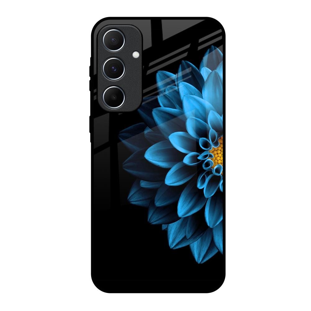 Half Blue Flower Samsung Galaxy A55 5G Glass Back Cover Online