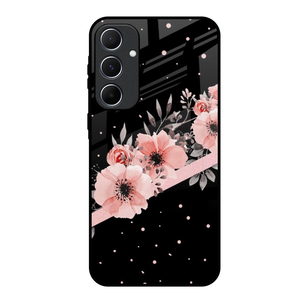 Floral Black Band Samsung Galaxy A55 5G Glass Back Cover Online