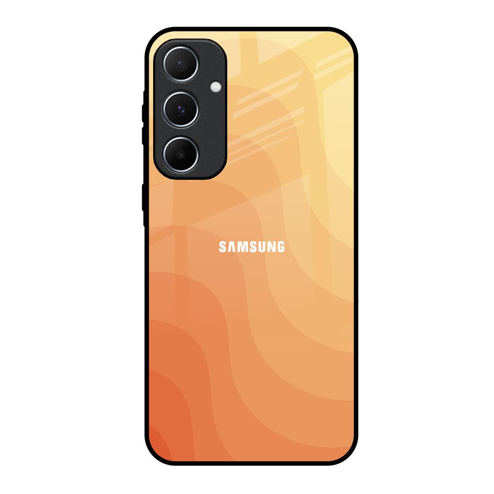 Orange Curve Pattern Samsung Galaxy A55 5G Glass Back Cover Online