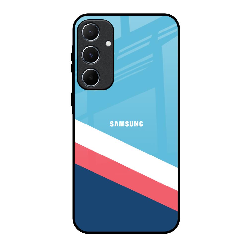 Pink & White Stripes Samsung Galaxy A55 5G Glass Back Cover Online