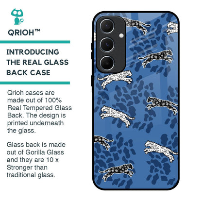 Blue Cheetah Glass Case for Samsung Galaxy A55 5G