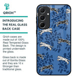 Blue Cheetah Glass Case for Samsung Galaxy A55 5G
