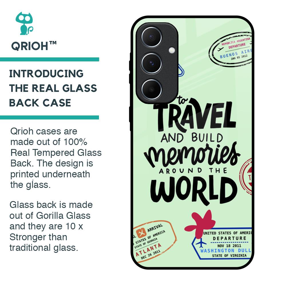 Travel Stamps Glass Case for Samsung Galaxy A55 5G