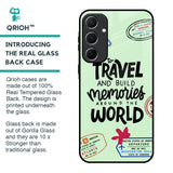 Travel Stamps Glass Case for Samsung Galaxy A55 5G