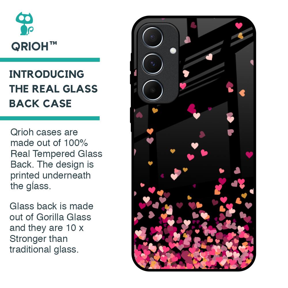 Heart Rain Fall Glass Case For Samsung Galaxy A55 5G