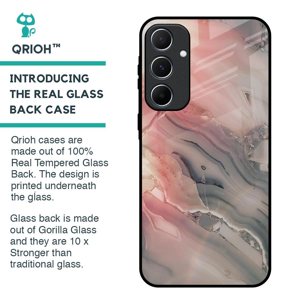 Pink And Grey Marble Glass Case For Samsung Galaxy A55 5G