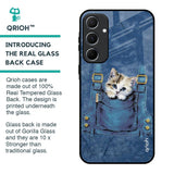 Kitty In Pocket Glass Case For Samsung Galaxy A55 5G