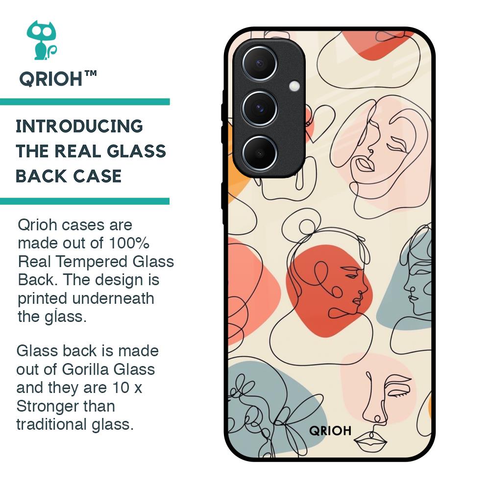 Abstract Faces Glass Case for Samsung Galaxy A55 5G