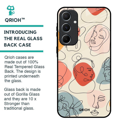 Abstract Faces Glass Case for Samsung Galaxy A55 5G