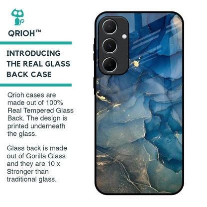 Blue Cool Marble Glass Case for Samsung Galaxy A55 5G