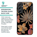 Lines Pattern Flowers Glass Case for Samsung Galaxy A55 5G