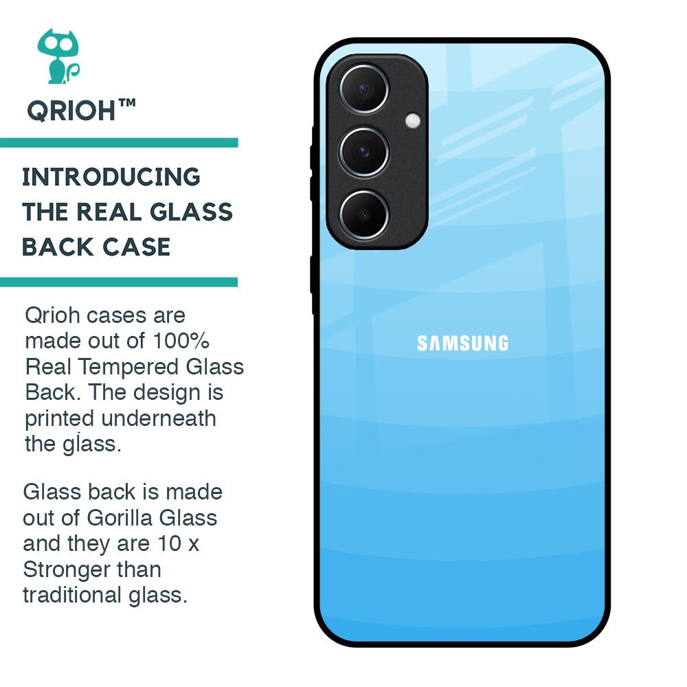 Wavy Blue Pattern Glass Case for Samsung Galaxy A55 5G