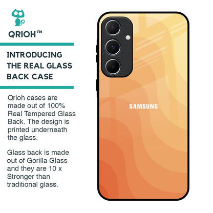 Orange Curve Pattern Glass Case for Samsung Galaxy A55 5G