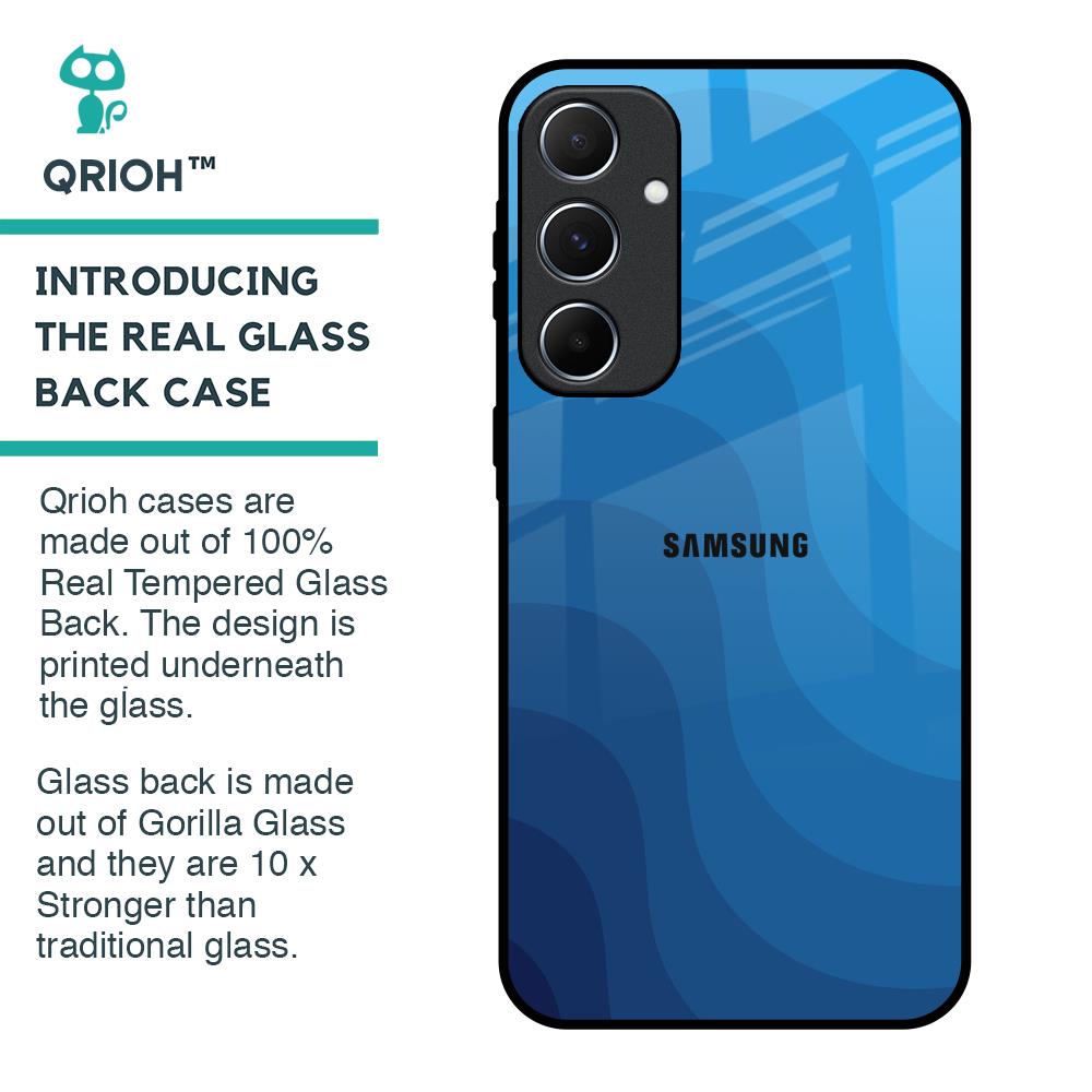 Blue Wave Abstract Glass Case for Samsung Galaxy A55 5G