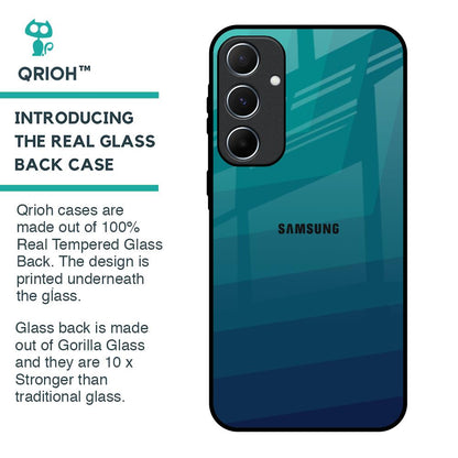 Green Triangle Pattern Glass Case for Samsung Galaxy A55 5G