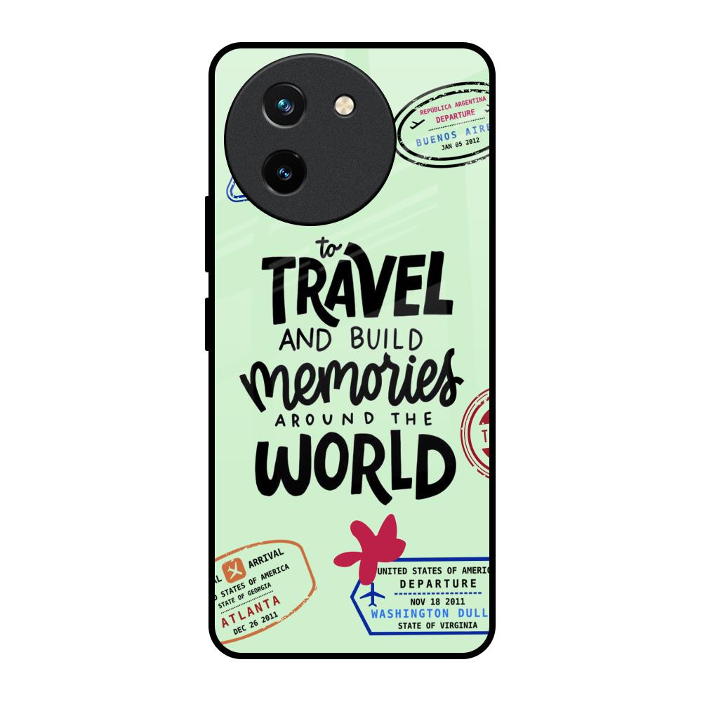 Travel Stamps Vivo T3X 5G Glass Back Cover Online