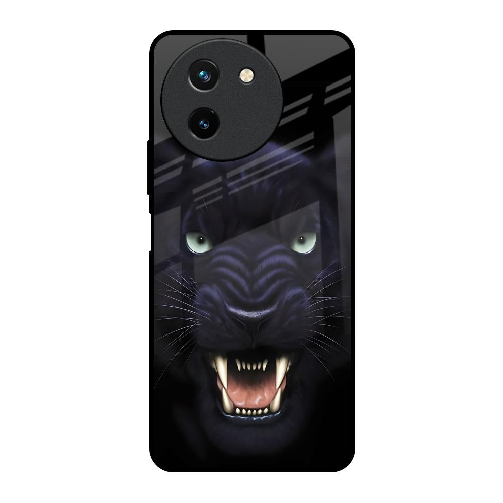 Angry Black Leopard Vivo T3X 5G Glass Back Cover Online