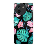 Tropical Leaves & Pink Flowers Vivo T3X 5G Glass Back Cover Online