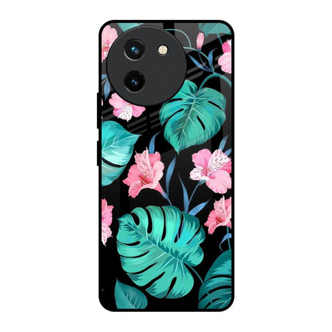 Tropical Leaves & Pink Flowers Vivo T3X 5G Glass Back Cover Online