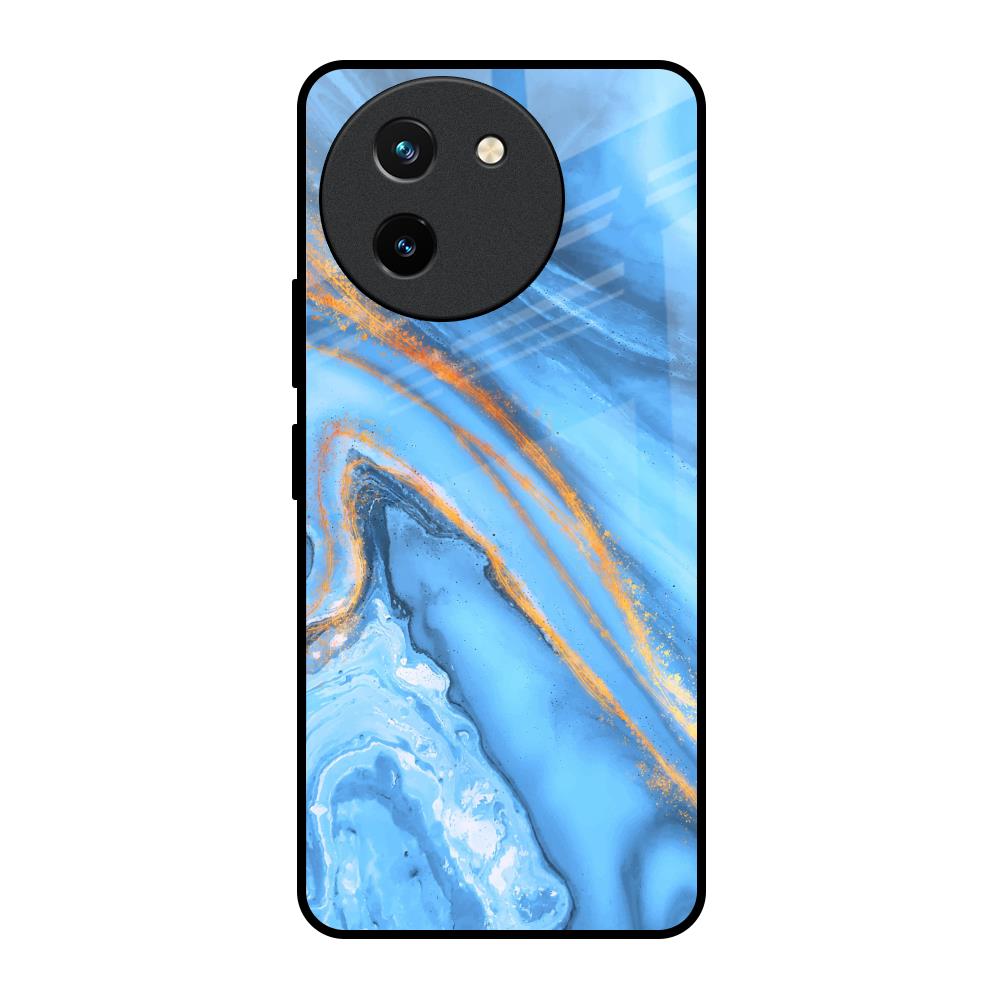 Vibrant Blue Marble Vivo T3X 5G Glass Back Cover Online