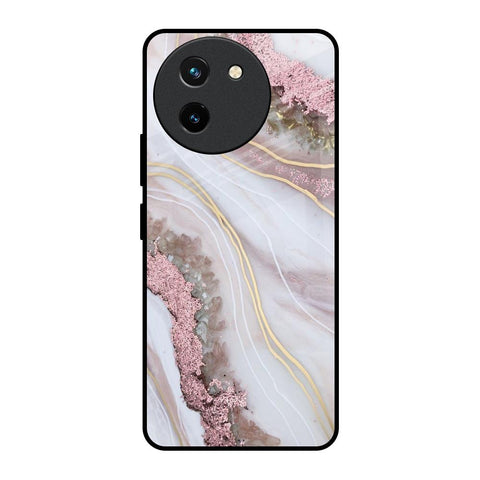 Pink & Gold Gllitter Marble Vivo T3X 5G Glass Back Cover Online