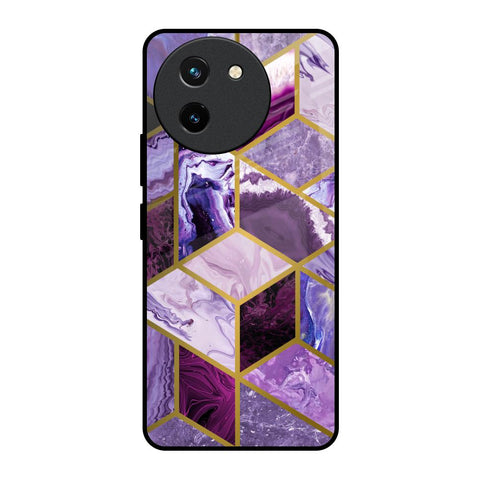 Purple Rhombus Marble Vivo T3X 5G Glass Back Cover Online