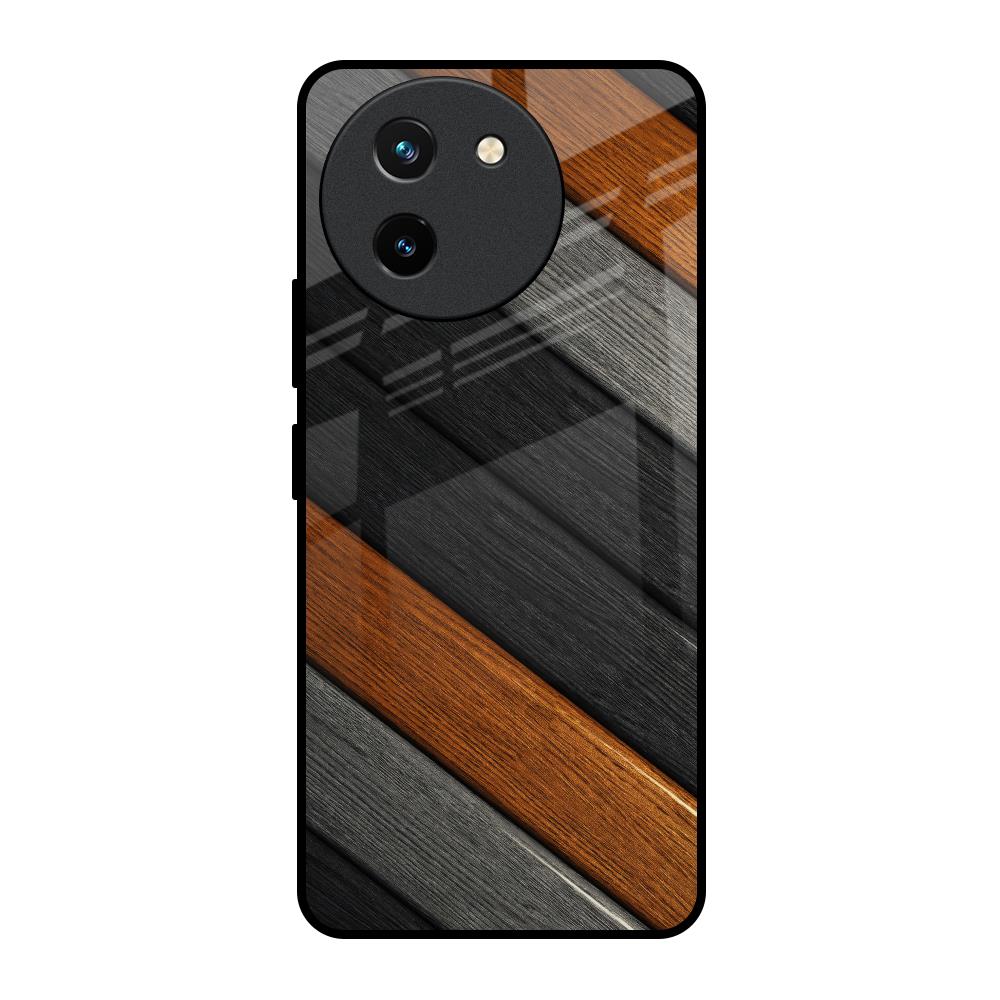 Tri Color Wood Vivo T3X 5G Glass Back Cover Online