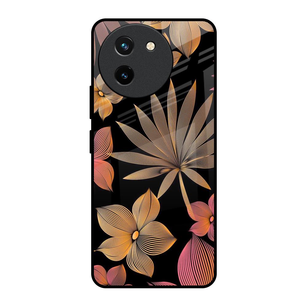 Lines Pattern Flowers Vivo T3X 5G Glass Back Cover Online