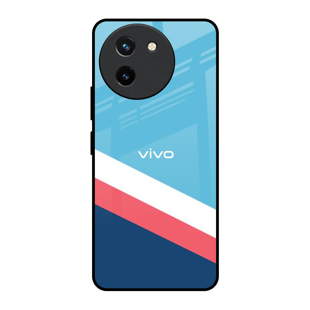 Pink & White Stripes Vivo T3X 5G Glass Back Cover Online