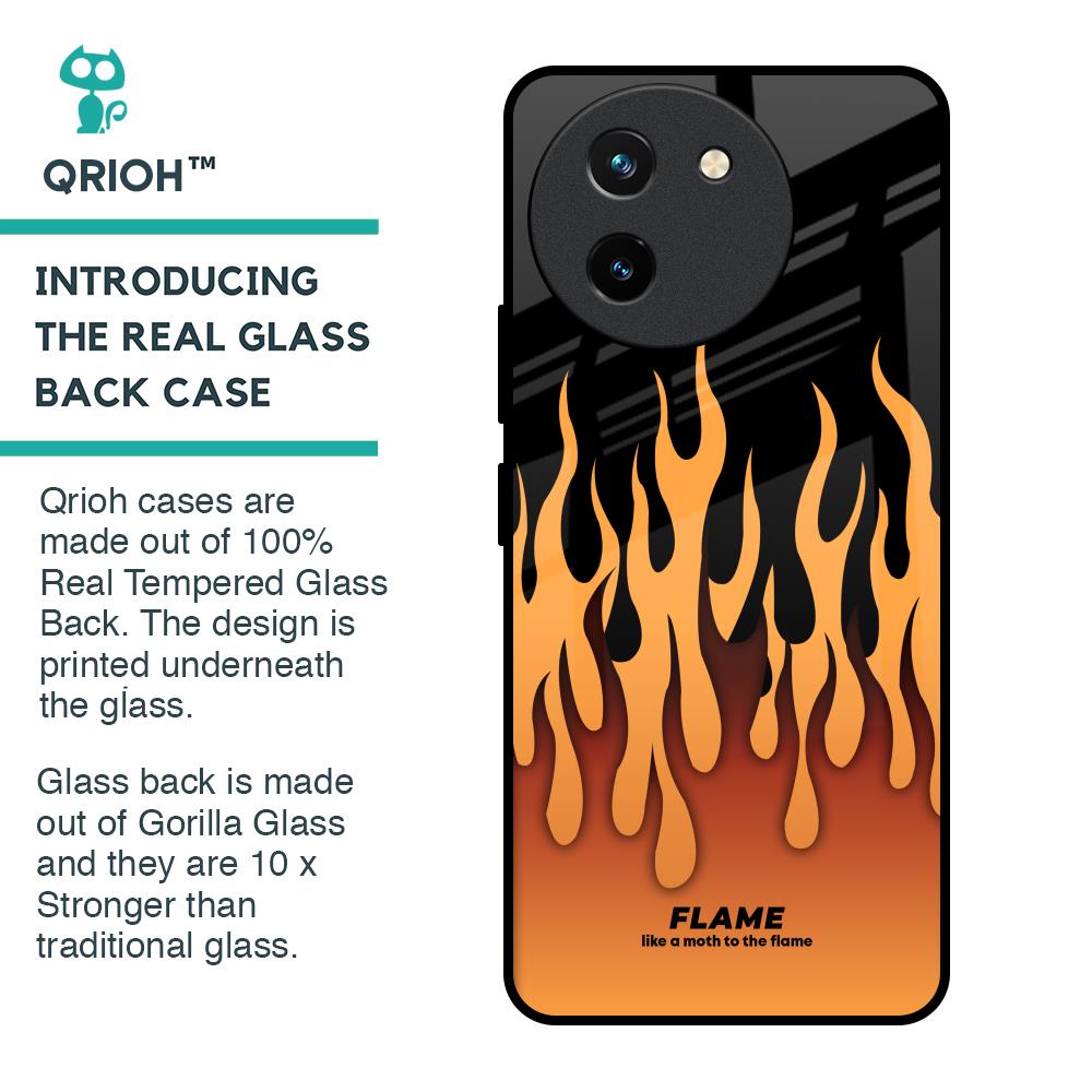 Fire Flame Glass Case for Vivo T3X 5G