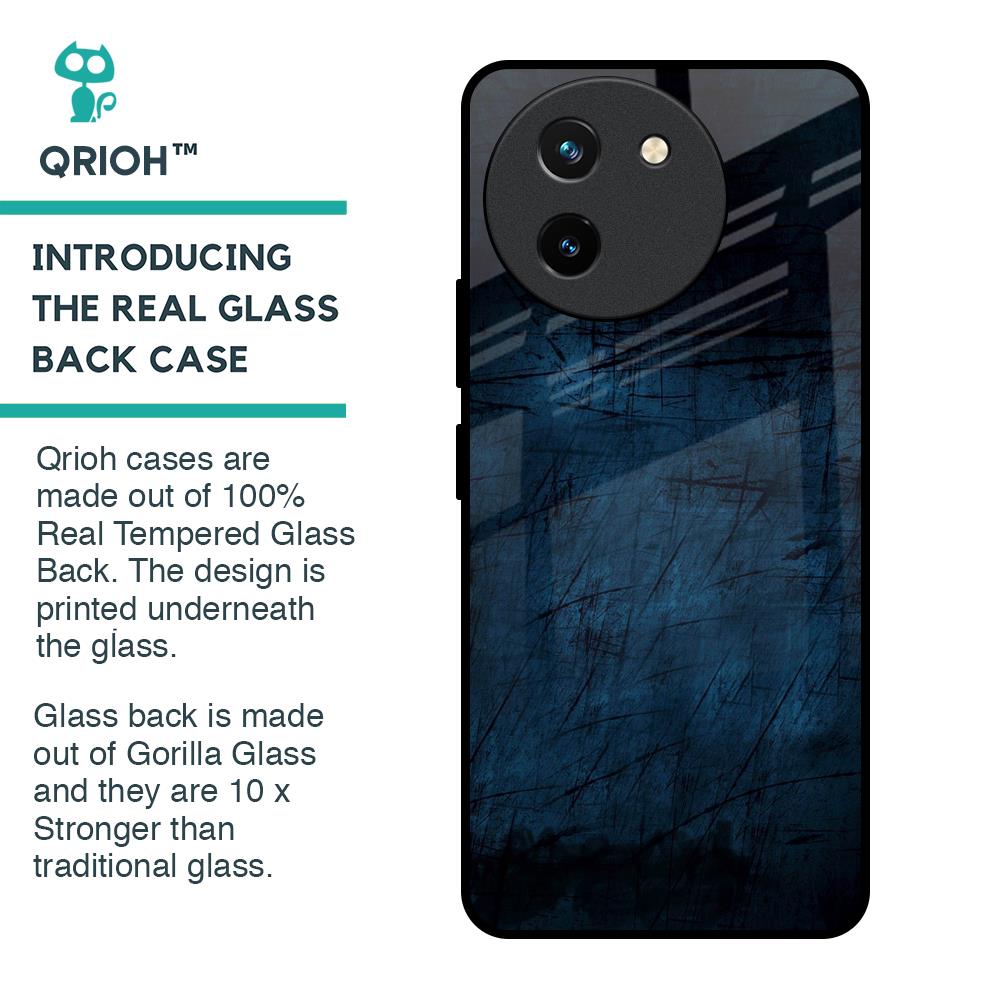 Dark Blue Grunge Glass Case for Vivo T3X 5G