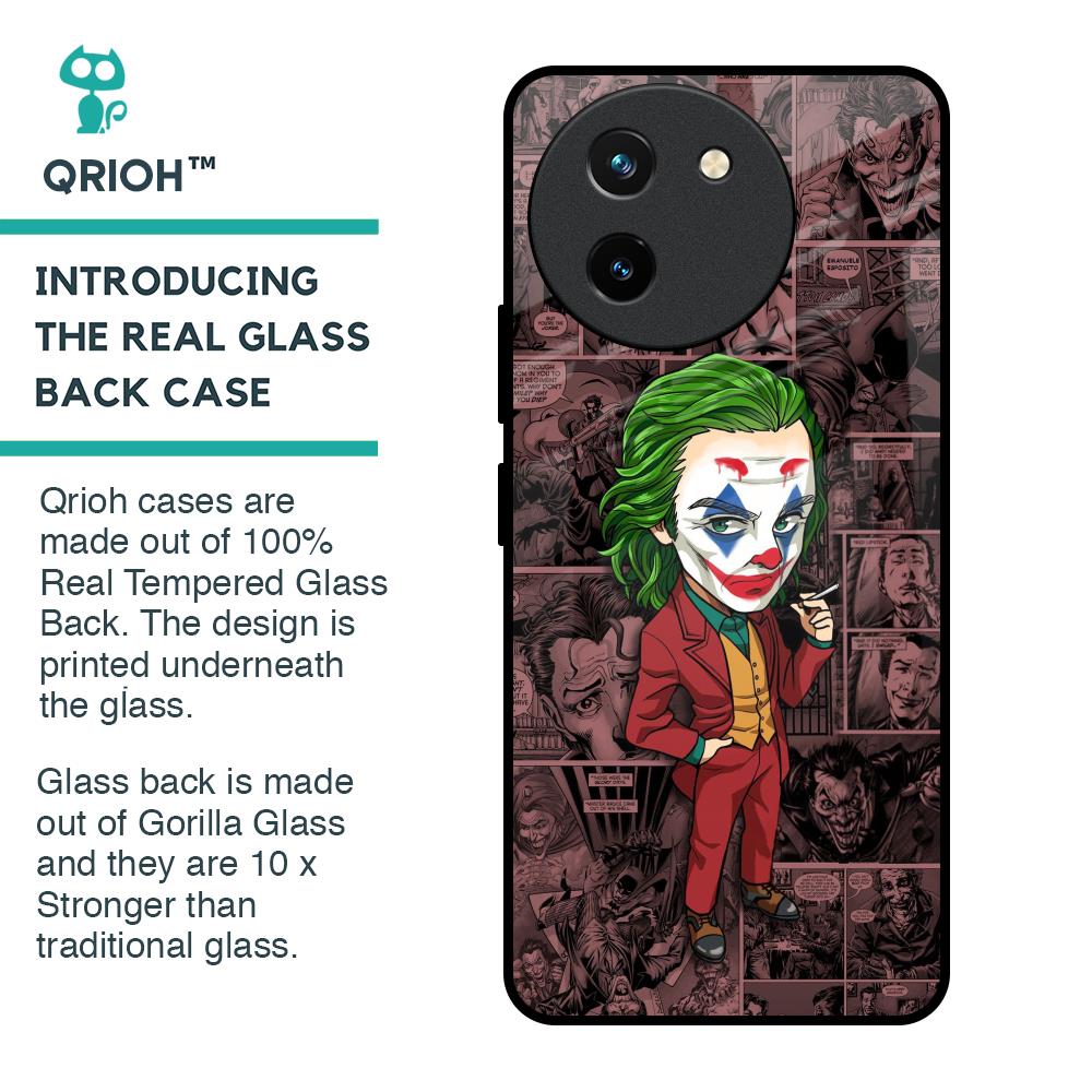 Joker Cartoon Glass Case for Vivo T3X 5G