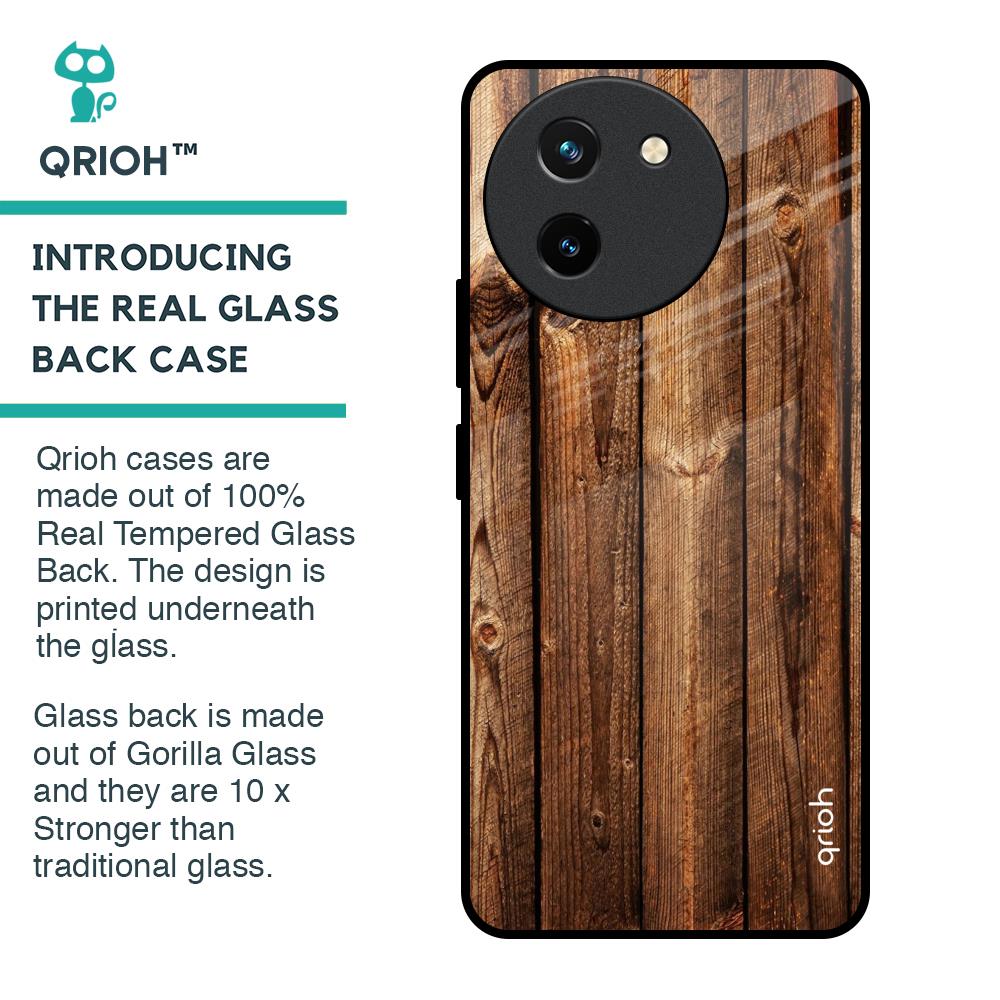 Timber Printed Glass Case for Vivo T3X 5G