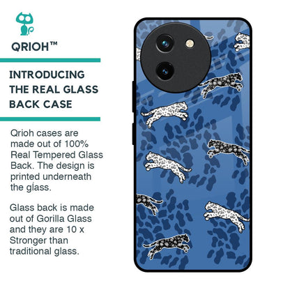 Blue Cheetah Glass Case for Vivo T3X 5G