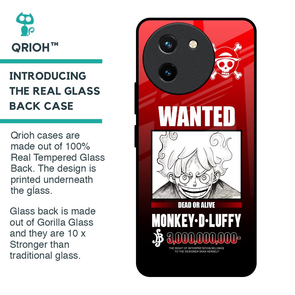 Luffy Wanted Glass Case for Vivo T3X 5G