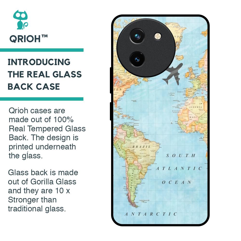 Travel Map Glass Case for Vivo T3X 5G