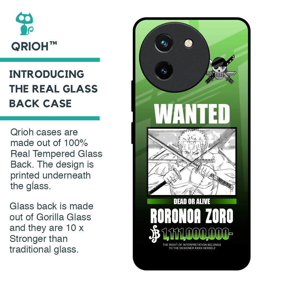 Zoro Wanted Glass Case for Vivo T3X 5G