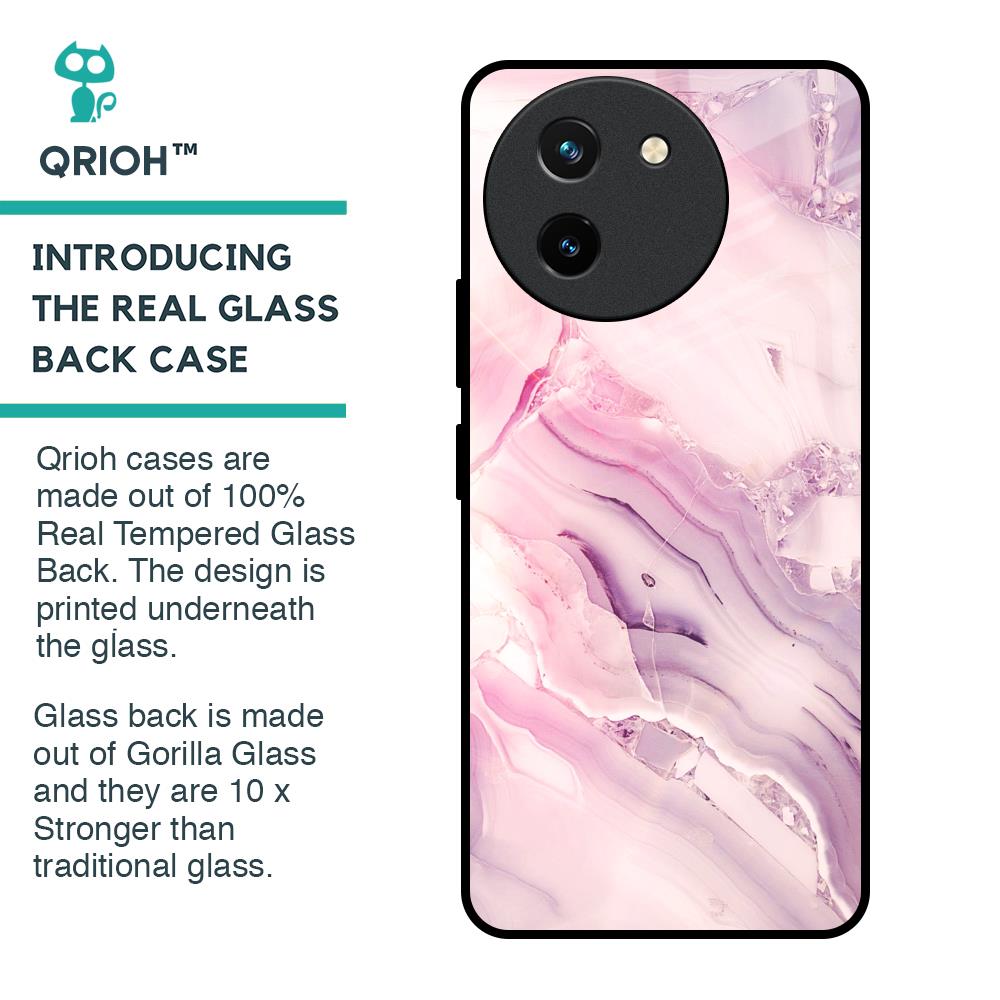 Diamond Pink Gradient Glass Case For Vivo T3X 5G